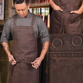 GALVESTON CROSS URBAN BACK BIB APRON,COLOR:CHOCOLATE - Mabrook Hotel Supplies